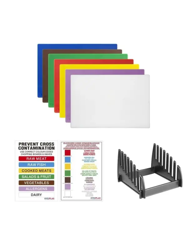 Populaire Set de 7 planches à découper basse densité Hygiplas épaisseur 10mm avec support et poster