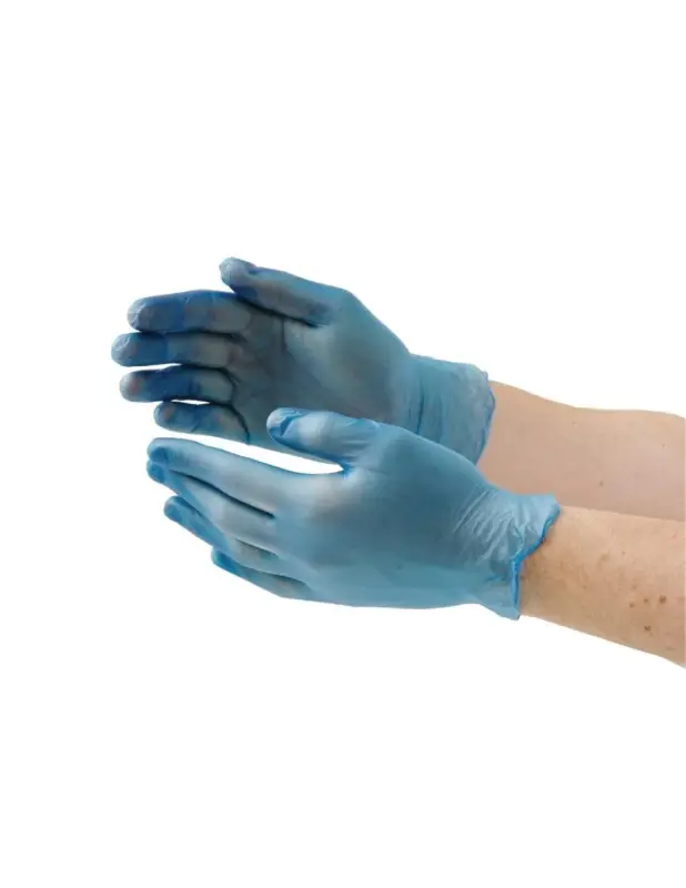Gants alimentaires en vinyle non poudrés Hygiplas bleus S (Lot de 100) Achat Immédiat