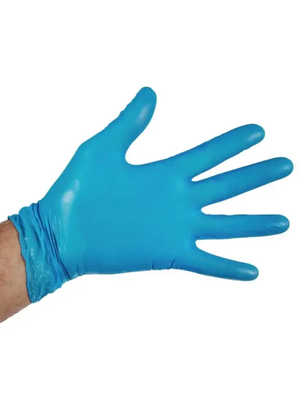 Gants alimentaires en vinyle non poudrés Hygiplas bleus XL (Lot de 100) Expédié Aujourd’hui