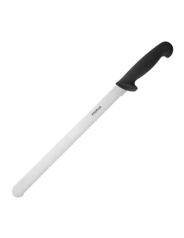 Couteau à trancher denté Hygiplas noir 305mm Dernière Chance