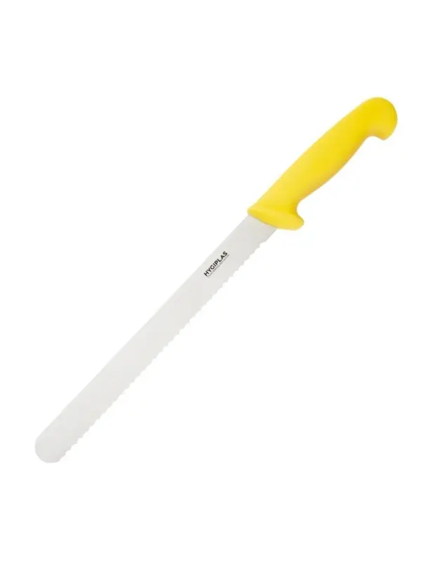 Couteau à trancher denté Hygiplas jaune 255mm Livraison Gratuite