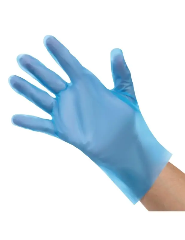Gants alimentaires en TPE non poudrés bleus Nisbets Essentials M (lot de 200) Dernière Chance