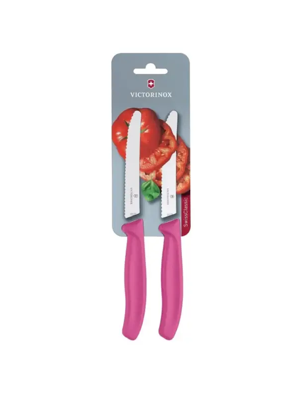 Acheter En Ligne Set de couteaux à tomates et de table dentés Victorinox 11cm roses (lot de 2)