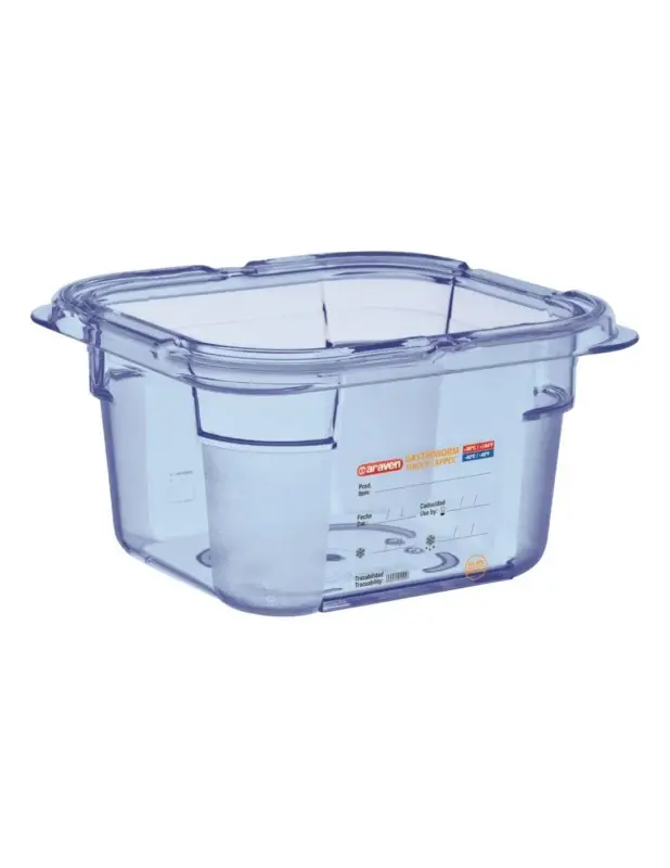 Satisfait Ou Remboursé Boîte hermétique bleue en ABS sans BPA Araven GN1/6 100mm
