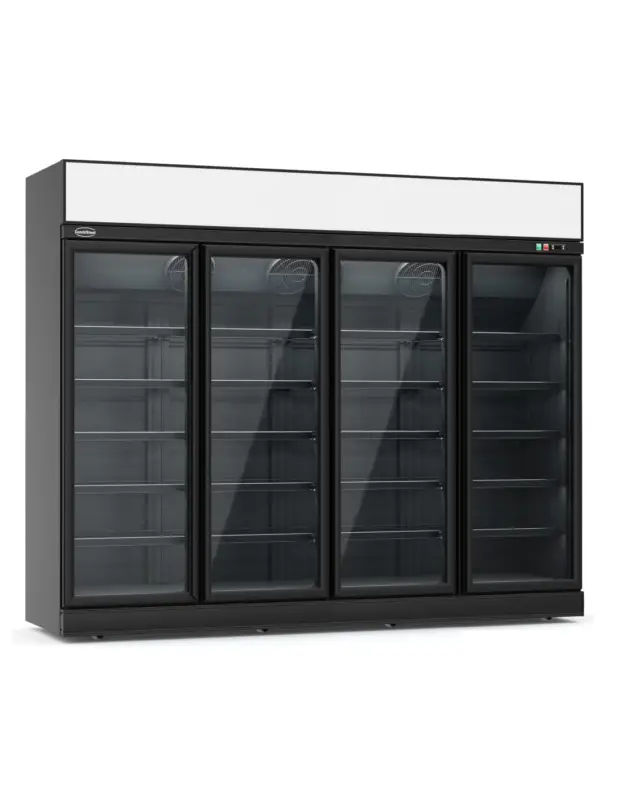 RÉFRIGÉRATEUR 4 PORTES EN VERRE NOIR INS-2060R BL*TRANSPORT SUR DEMANDE* Promotion