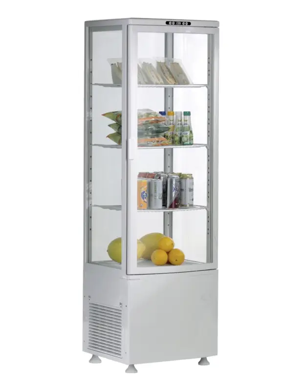 Bon Plan VITRINE REFRIGEREE BLANCHE 235 LITRES 0/+12°C AVEC ECLAIRAGE. 3 GRILLES REGLABLES GAS R600A Tension : 230V Mono – Puissance (en