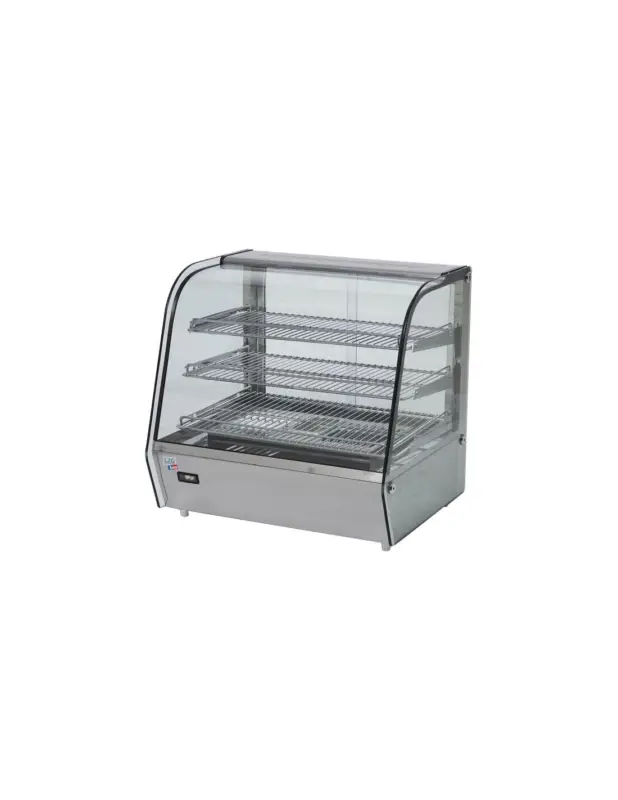 Soldes VITRINE DE PRESENTATION CHAUFFANTE 120 LITRESTension : 230V Mono – Puissance (en kW) : 1.1 L (en mm) : 678 – P (en mm) : 568 H
