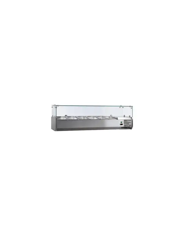 VITRINE A INGREDIENTS INOX. +2/+8°C. GAZ R600A PARE-HALEINE VERRE. 5GN1/3+1GN1/2-150 NON COMPRIS Tension : 230V Mono – Puissance Petit Prix