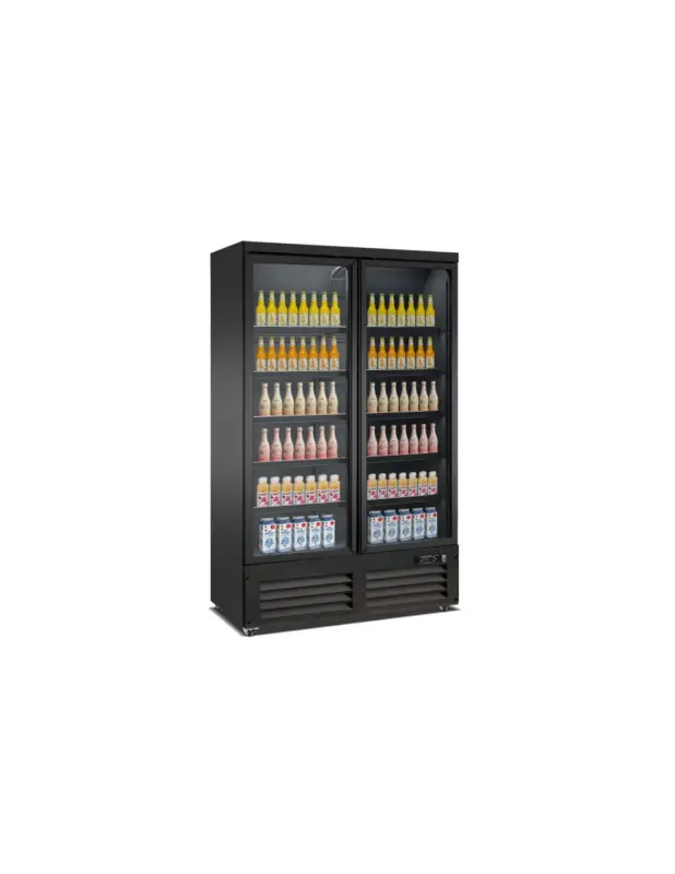 RÉFRIGÉRATEUR 2 PORTES EN VERRE NOIR CEB-1200R BL Solde