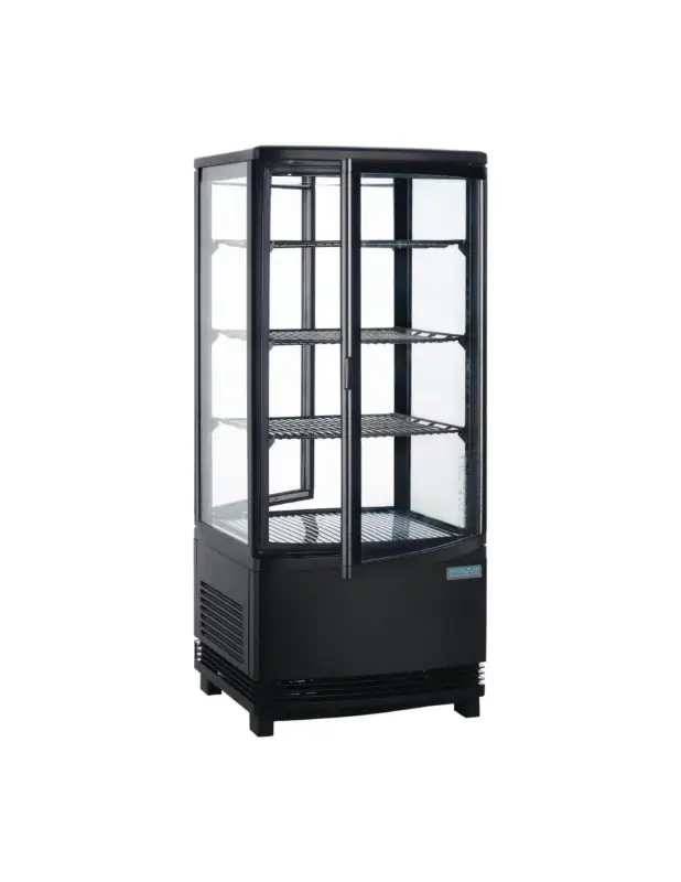 Produit De Marque Vitrine réfrigérée porte incurvée économe en énergie Polar série C noire 86L