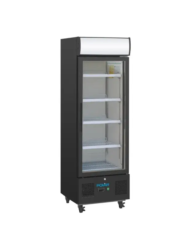 Vitrine réfrigérée positive avec caisson lumineux Polar Série G 218L noire Dernier Modèle