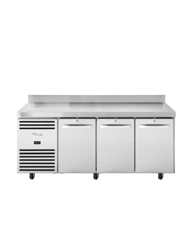 Table réfrigéree négative 3 portes GN 1/1 avec dosseret True TCF1/3 Offre Spéciale