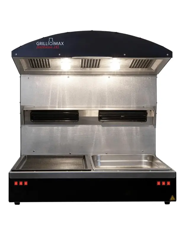 Station de maintien au chaud avec 2 bacs GN 1/1 Hotstation 2 XL Grillomax 3D 2850W Haute Qualité