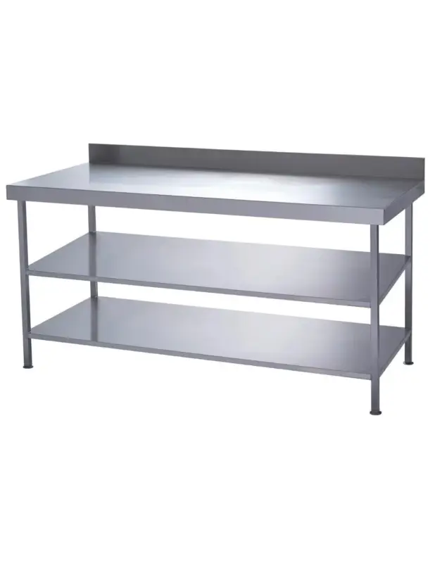 Satisfait Ou Remboursé Table murale inox entièrement soudée avec 2 étagères inférieures Parry 1800x600mm