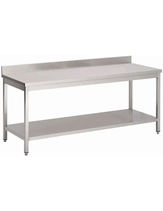 Table de préparation inox 304 avec étagère basse et dosseret Gastro M 89x200x70cm Marque