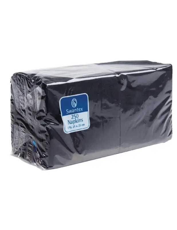 Serviettes cocktail noires 250mm (Lot de 2000) Haute Qualité