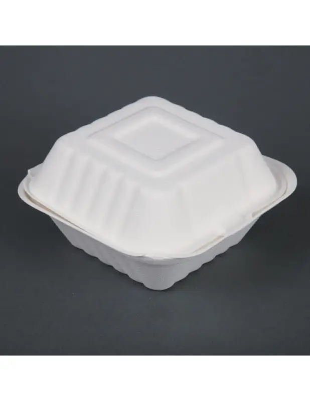 Boîtes à hamburger en bagasse Fiesta Compostable 152mm (Lot de 500) Top Vente