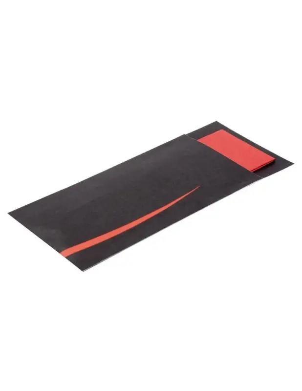 Pochettes à couverts noires avec serviette rouge Europochette (Lot de 100) Bon Plan