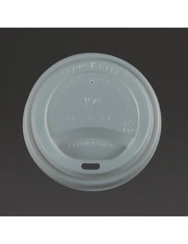 Couvercles compostables CPLA pour gobelets boissons chaudes Vegware 34 cl / 45,5 cl (lot de 1000) Solde