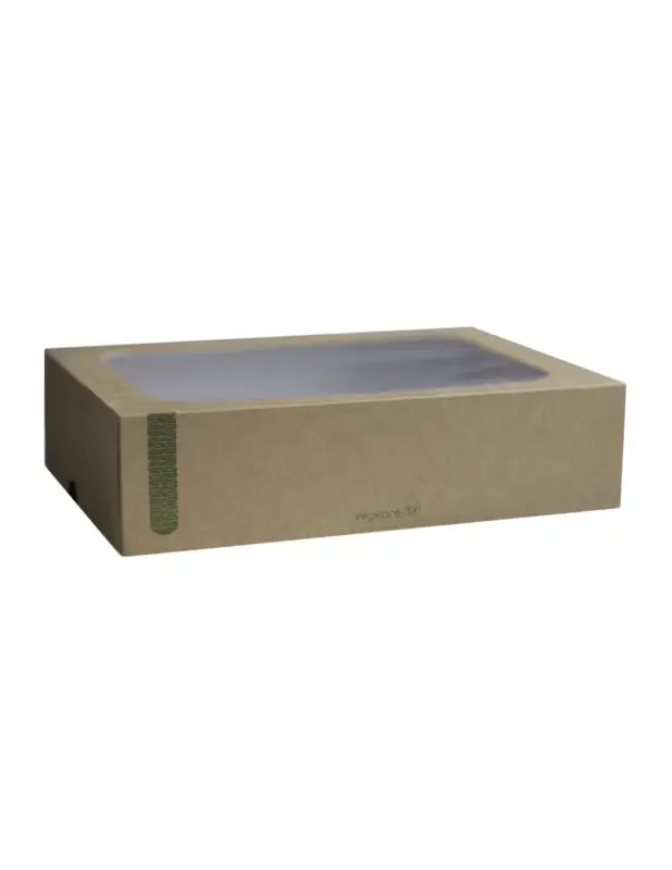 Nouvelle Collection Boîtes compostables standards avec plateau et couvercle à fenêtre Vegware (Lot de 50)