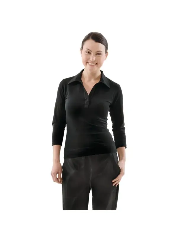 T-Shirt col V femme Uniform Works noir XS Commande En Gros