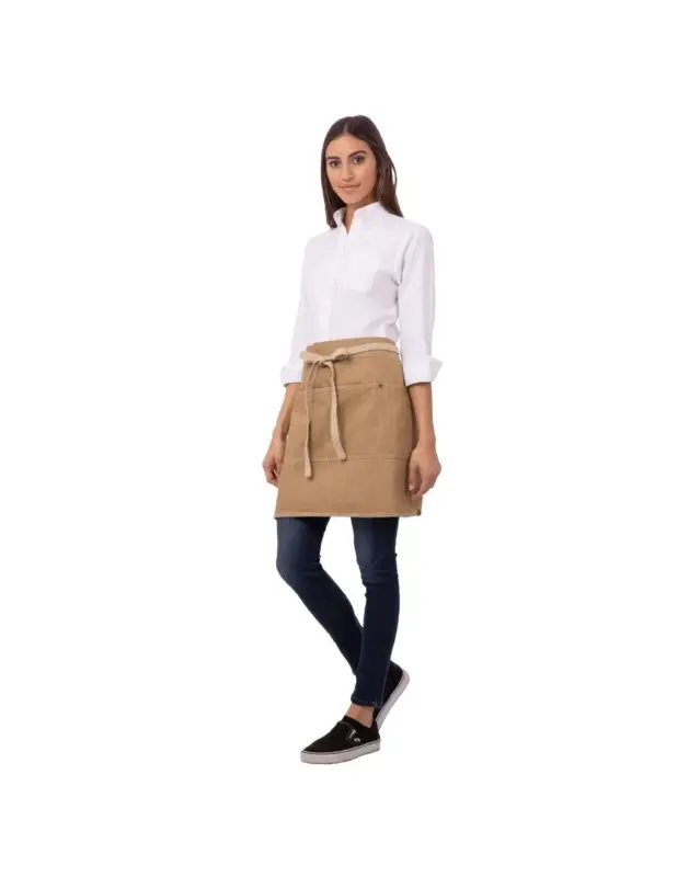 Tablier serveur court Chef Works Austin Denim beige Produit De Marque