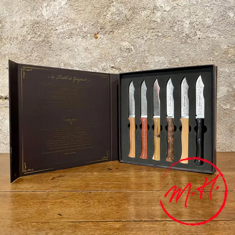 Promotion Coffret prestige de 6 couteaux Douk-Douk de table manche bois