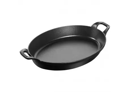 Plat à Four Fonte Oval 32 cm Noir Mat 3,7 l Haute Qualité
