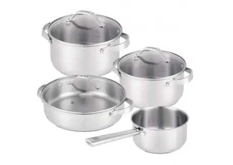 Cicla 3 Batterie de Cuisine Casseroles Inox Recyclé 4 pcs Authentique