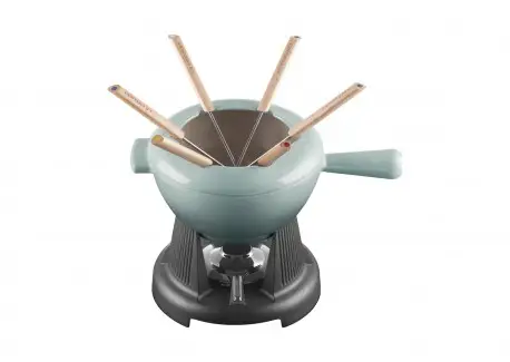 Service à Fondue Savoyarde et Bourguignonne Fonte Emaillée Bleu Sea Salt Prix Réduit