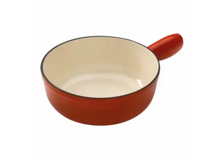 Nouvelle Collection Caquelon à Fondue Savoyarde en Fonte Emaillée Rouge 24 cm 3,2 L