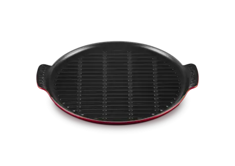 Livraison Express Bistro Grill en Fonte Emaillée Rond XL 32 cm avec Poignées Rouge Cerise