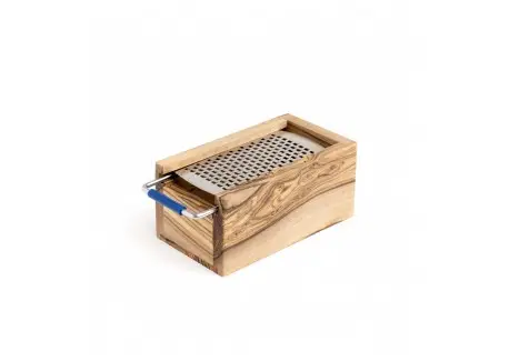 Râpe à Fromage Parmesan avec Boîte en Bois d&rsquo;Olivier Rectangulaire 15×7 cm Prix Promo
