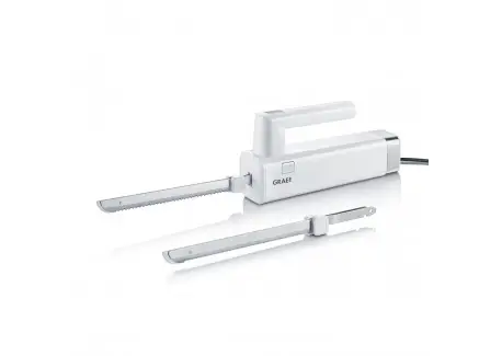 Couteau Electrique Pain et Viande 2 Lames Dentelées en Inox Blanc EK501 Dernier Modèle