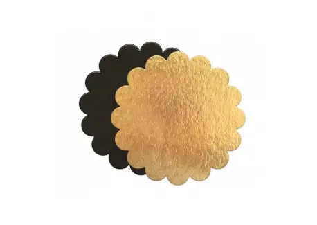 Prix Choc Plateau Carton pour Gâteau, Cake,Tarte Rond 24 cm Doré et Noir 5 pcs