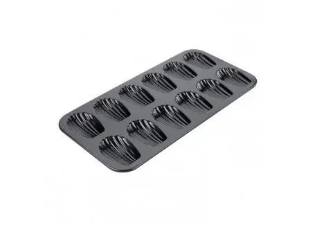 Authentique Moule à 12 Madeleines Acier Anti-adhésif sans PFAS 41,5×21,5 cm