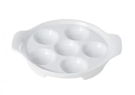 Dernier Modèle Assiette à Escargots en Porcelaine 6 Trous 14,5 cm Blanc