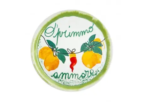 Aumm Assiette à Pizza Italienne 31 cm « O Primo Ammore » Vert Achat Immédiat