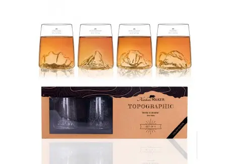 Topographic Italie Set 4 Verres Shooters Borosilicate Montagne 6,5 cl Bon Marché