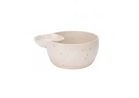Quartz Amuse Bol + Coupelle à Sauce Crème Moucheté 14,5×6,5 cm Affaire À Saisir