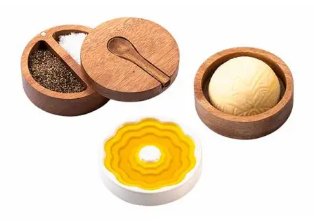Coupelle à Huile d&rsquo;Olive, Beurrier et Pot à Sel/Epices Set 3 pcs Prix Promo