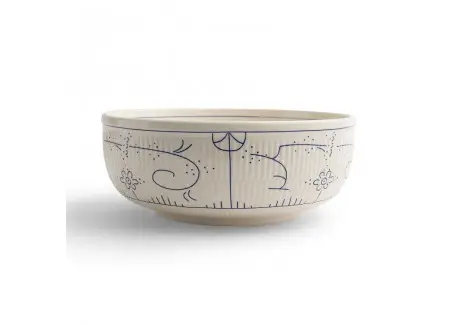 Prix Choc Copenhague Saladier Rond Céramique Email Brillant 2 L 26 cm Blanc Crème Bleu