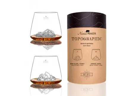 Expédié Aujourd’hui Topographic Mont Blanc/Everest Set 2 Verres à Digestifs Borosilicate 35 cl