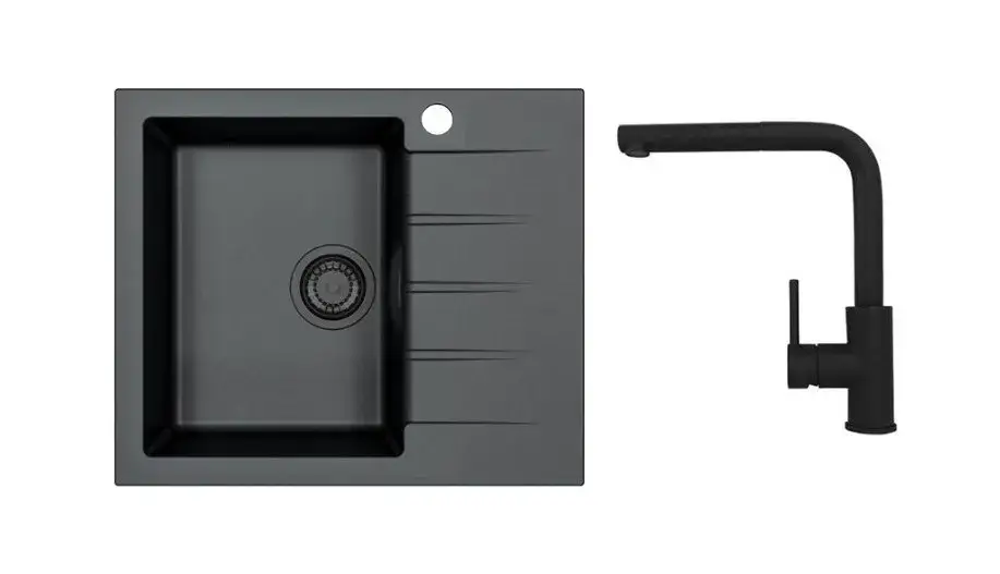 Solde Alveus – Ensemble lavabo Cadit 10 et robinet Zeos-P, deep black SETA25622