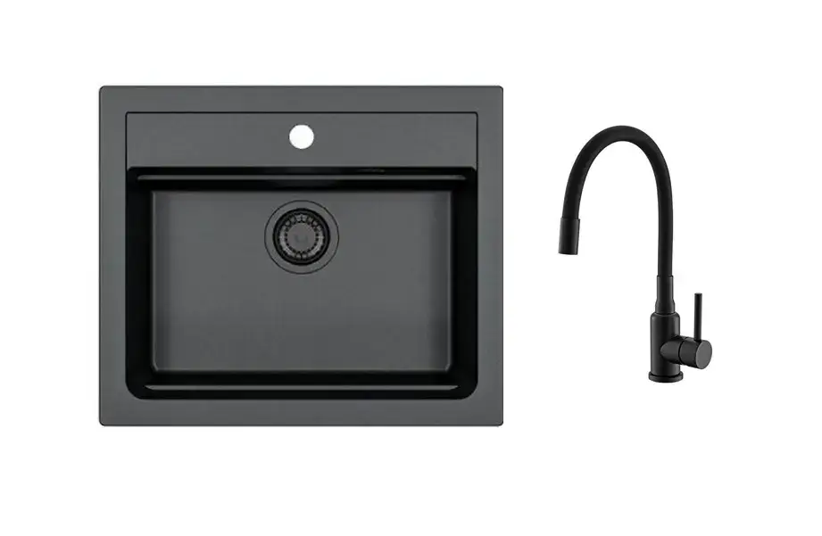 Satisfait Ou Remboursé Alveus – Ensemble évier Atrox 30 et mélangeur Mintas, deep black SETA25640