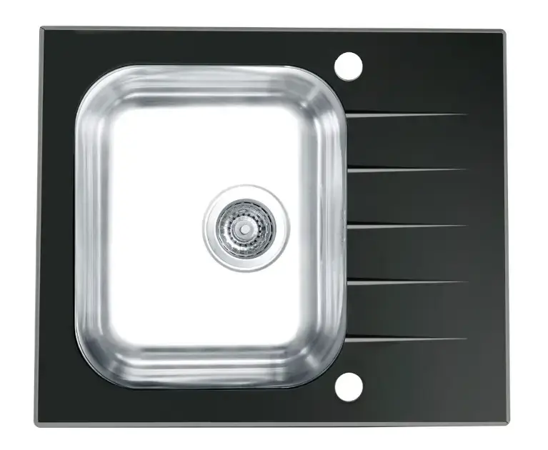 Vente Flash Alveus Altone – Évier 60×50 cm, avec commande de vidage, verre noir / inox 1114557