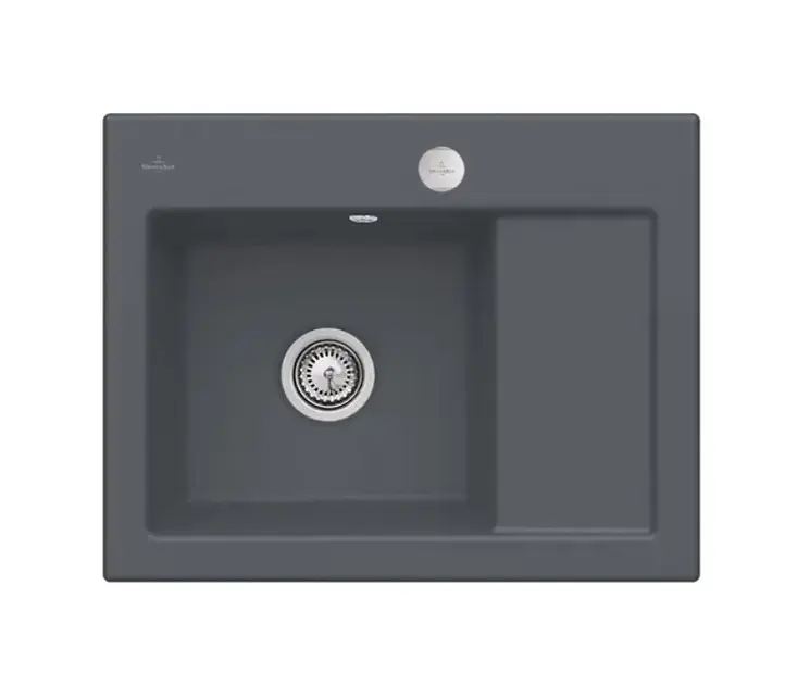 Villeroy & Boch Subway 45 – Évier en céramique 65×51 cm, avec commande excentrique, CeramicPlus, Graphite 331202i4 Prix Cassé