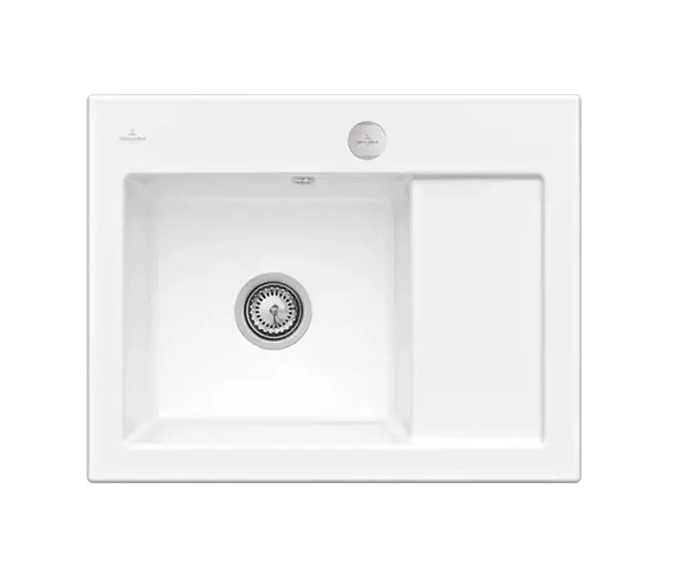 Villeroy & Boch Subway 45 – Évier en céramique 65×51 cm, avec commande excentrique, CeramicPlus, Stone White 331202RW Nouvel Arrivage