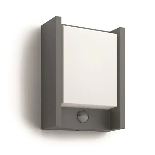 Jusqu’à Épuisement Des Stocks Philips myGarden – Applique d'extérieur LED 17×22 cm, 4000 K, 6 W, avec détecteur, anthracite 915005193902