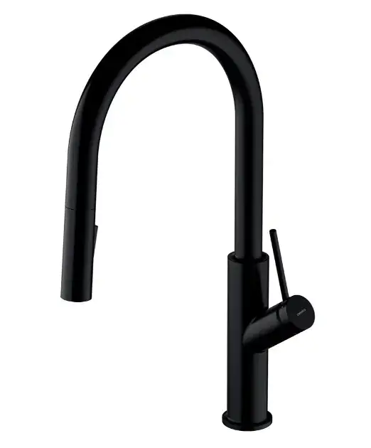 Meilleur Prix OMNIRES Bend – Mitigeur d'évier avec douchette extractible, noir BE6455BL